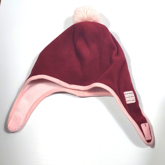 Old Navy Pom Pom fleece Ear Flap fashion strap Winter Warm hat Size Medium - Picture 3 of 13